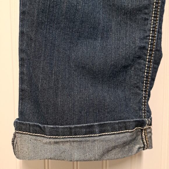 Earl Capri Jeans Womens 12 Blue Dark Stretch Denim Mid Rise Cuffed Thick Stitch - Picture 5 of 13